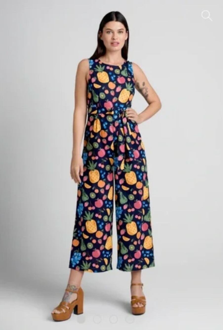 Princess Highway Retro Reboot Fruit Jumpsuit Teacher Linen Womens Size 12 AU 8US